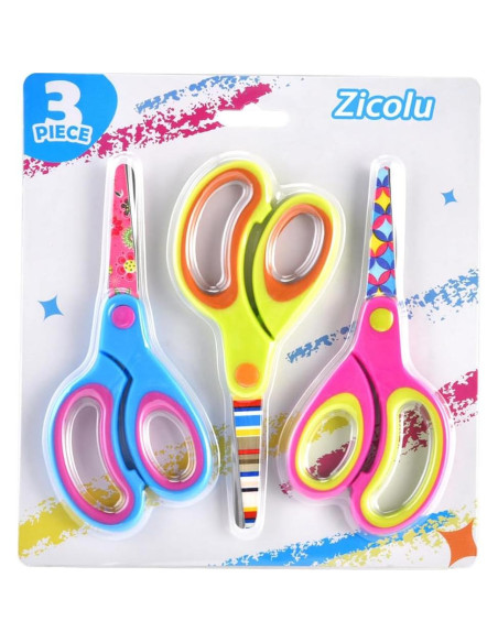 Juego de Tijeras Zicolu para Niños 3 Piezas Punta Roma 12.7 cm