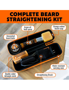 Kit de Cuidado de Barba Premium Domina la Naturaleza - Cepillo Calentado, Jabón, Balsamo y Estuche 2