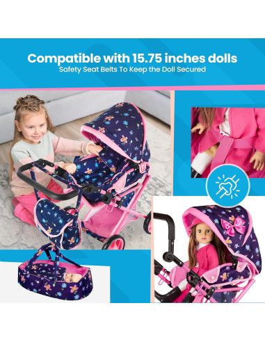 Carrito de Muñecas Kinderplay KP0200I Ajustable 36.4-64.1 cm