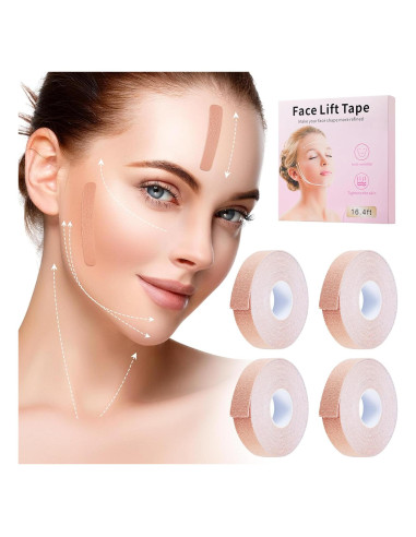 Cinta Facial Antiarrugas YHDSYN - 4 Rollos de Algodón