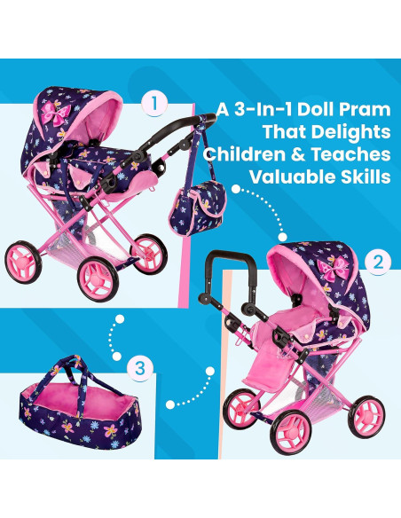 Carrito de Muñecas Kinderplay KP0200I Ajustable 36.4-64.1 cm