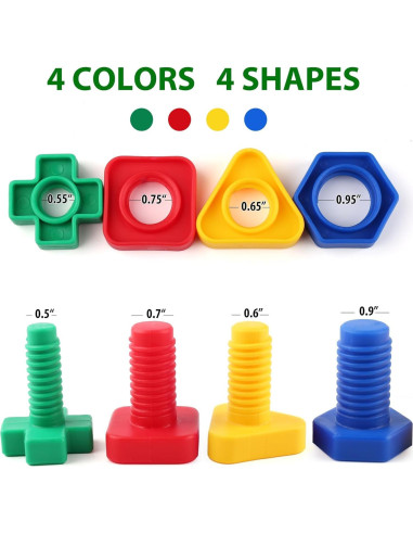 Juego de Tuercas y Tornillos Montessori LotFancy 24 Piezas