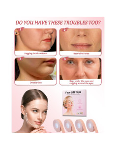 Cinta Facial Antiarrugas YHDSYN - 4 Rollos de Algodón 2