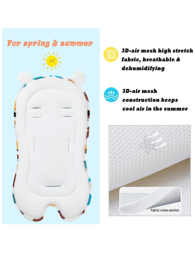 Almohadilla para Cochecito de Bebé Dinosaurio Verde - Suave y Transpirable