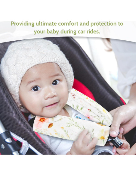 Fundas para Cinturones de Seguridad Bebé CARUILI - Flores Coloridas