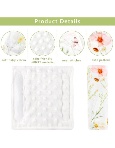 Fundas para Cinturones de Seguridad Bebé CARUILI - Flores Coloridas