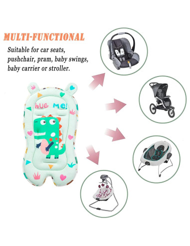 Almohadilla para Cochecito de Bebé Dinosaurio Verde - Suave y Transpirable