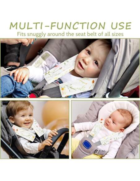 Fundas para Cinturones de Seguridad Bebé CARUILI - Flores Coloridas