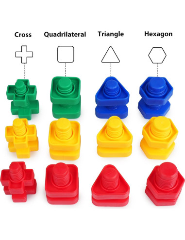 Juego de Tuercas y Tornillos Montessori LotFancy 24 Piezas