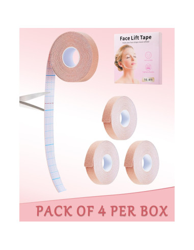 Cinta Facial Antiarrugas YHDSYN - 4 Rollos de Algodón