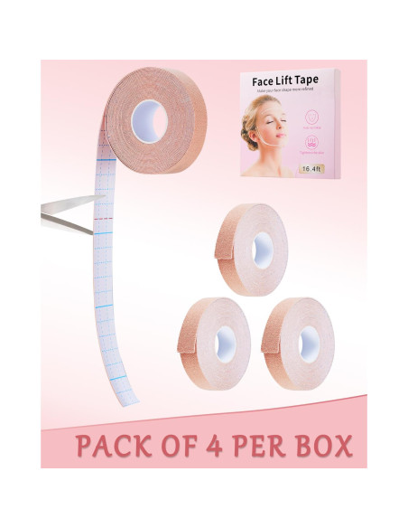 Cinta Facial Antiarrugas YHDSYN - 4 Rollos de Algodón