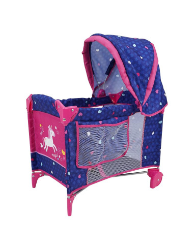 Cuna de Muñeca 509 Unicornio Plegable con Dosel Ajustable