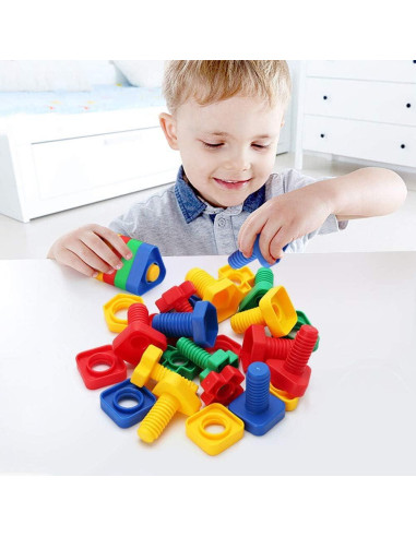 Juego de Tuercas y Tornillos Montessori LotFancy 24 Piezas