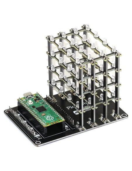 Cubo LED 4x4x4 HAT sb components para Raspberry Pi Pico Azul