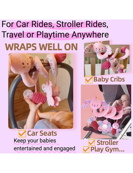 Juguete de Asiento de Coche en Espiral Chochumy Conejo Rosa Juguete de Asiento de Coche en Espiral Chochumy Conejo Rosa