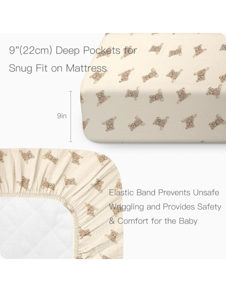 Sábanas de Cuna Knirose 100% Algodón Muselina 132x71 cm