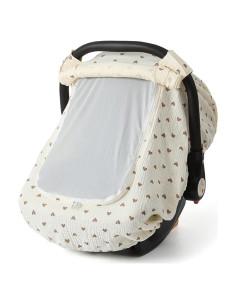 Cubierta de Asiento de Coche Bebé Algodón Muselina Crema