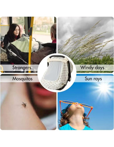 Cubierta de Asiento de Coche Bebé Algodón Muselina Crema