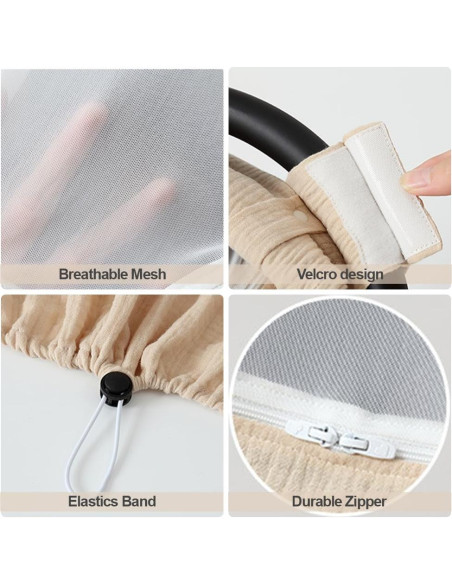 Cubierta de Asiento de Coche Bebé Algodón Muselina Crema