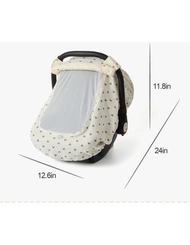 Cubierta de Asiento de Coche Bebé Algodón Muselina Crema