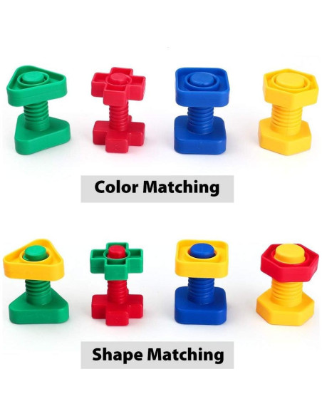 Juego de Tuercas y Tornillos Montessori LotFancy 24 Piezas Juego de Tuercas y Tornillos Montessori LotFancy 24 Piezas