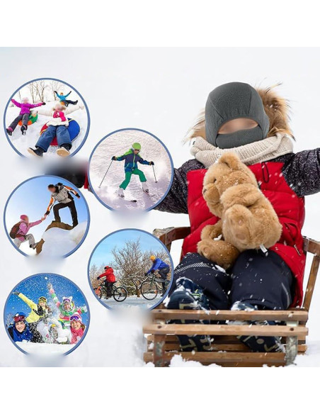 Máscara Balaclava Térmica GSHLLO para Niños - Forro Polar Negro