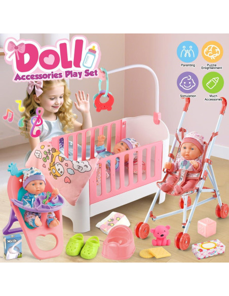 Juego de Accesorios para Cuna de Muñeca YIYBM - 24 Piezas