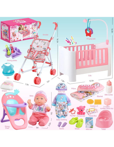 Juego de Accesorios para Cuna de Muñeca YIYBM - 24 Piezas