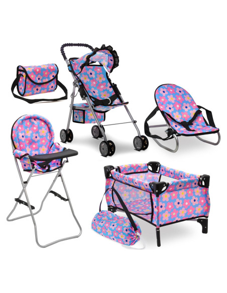 Cochecito de Muñeca 4 en 1 Dolls To Play Azul 50.8 cm