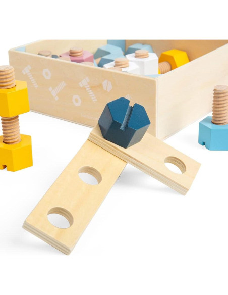 Juego de Tuercas y Tornillos de Madera Bigjigs Toys - 20 Piezas Ecológicas Juego de Tuercas y Tornillos de Madera Bigjigs Toys - 20 Piezas Ecológicas