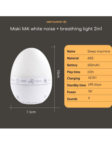 Máquina de Ruido Blanco SHENZHEN HENGMAI M4 con Luz Nocturna