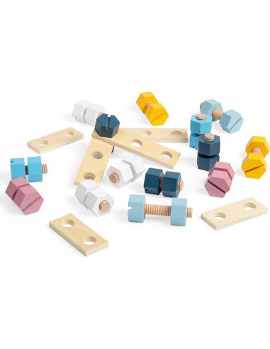Juego de Tuercas y Tornillos de Madera Bigjigs Toys - 20 Piezas Ecológicas