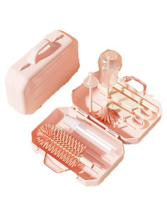 Juego de Cepillos de Botella PandaEar Rosa - 6 en 1 Portátil