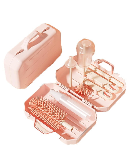 Juego de Cepillos de Botella PandaEar Rosa - 6 en 1 Portátil