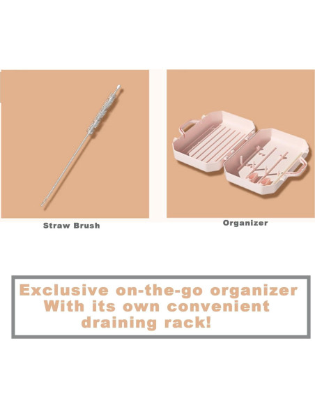 Juego de Cepillos de Botella PandaEar Rosa - 6 en 1 Portátil