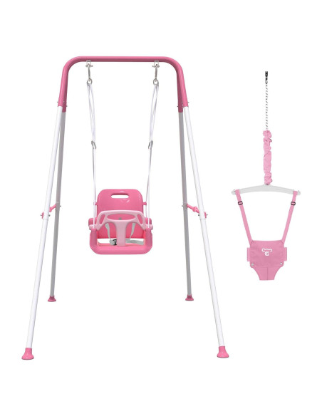 Columpio y Saltador 2 en 1 Yozoia Plegable Rosa para Bebés Columpio y Saltador 2 en 1 Yozoia Plegable Rosa para Bebés