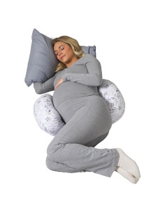 Almohada de Embarazo Boppy Dormir de Lado Hojas Grises