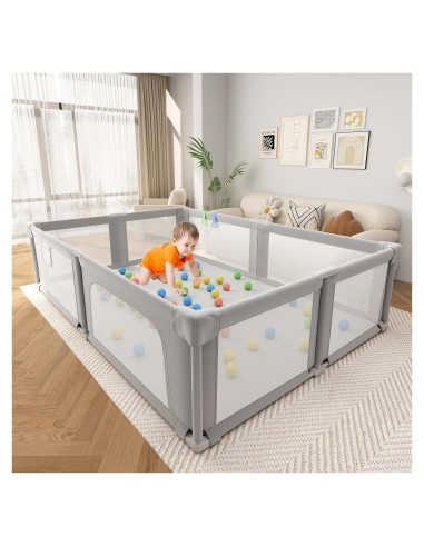 Parque Infantil Plegable Seeday 186 x 155 cm Gris con Alfombra