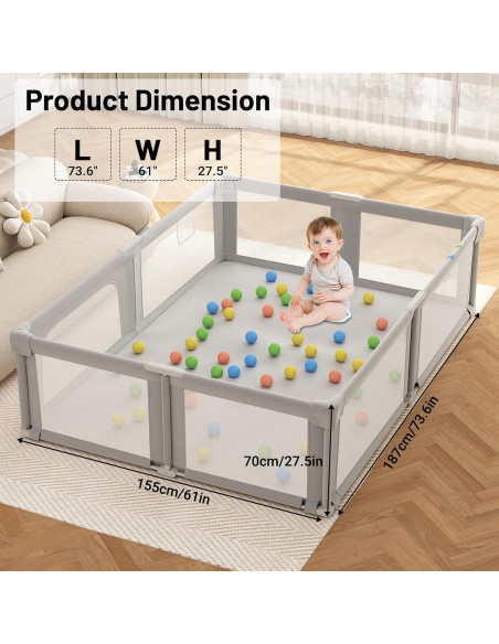 Parque Infantil Plegable Seeday 186 x 155 cm Gris con Alfombra Parque Infantil Plegable Seeday 186 x 155 cm Gris con Alfombra