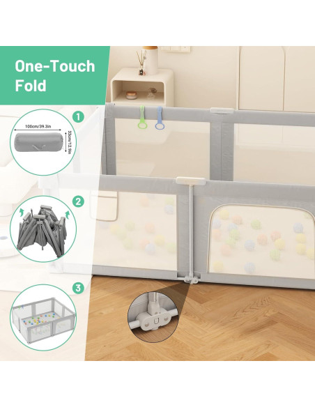 Parque Infantil Plegable Seeday 186 x 155 cm Gris con Alfombra Parque Infantil Plegable Seeday 186 x 155 cm Gris con Alfombra