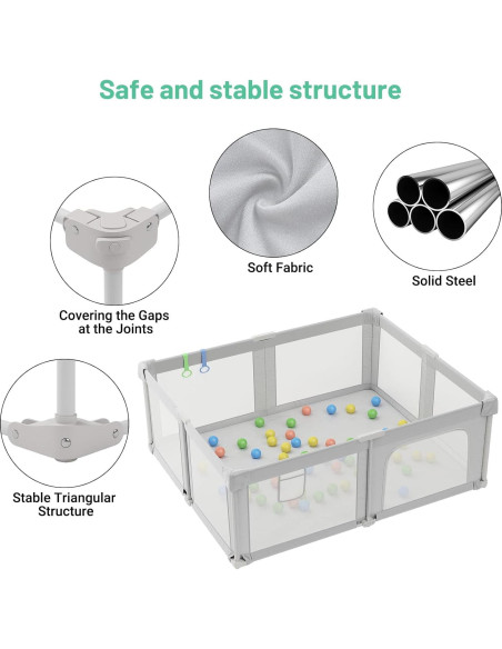 Parque Infantil Plegable Seeday 186 x 155 cm Gris con Alfombra Parque Infantil Plegable Seeday 186 x 155 cm Gris con Alfombra