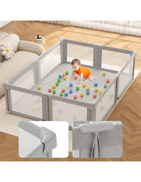 Parque Infantil Plegable Seeday 186 x 155 cm Gris con Alfombra Parque Infantil Plegable Seeday 186 x 155 cm Gris con Alfombra