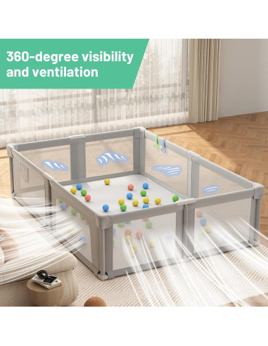 Parque Infantil Plegable Seeday 186 x 155 cm Gris con Alfombra