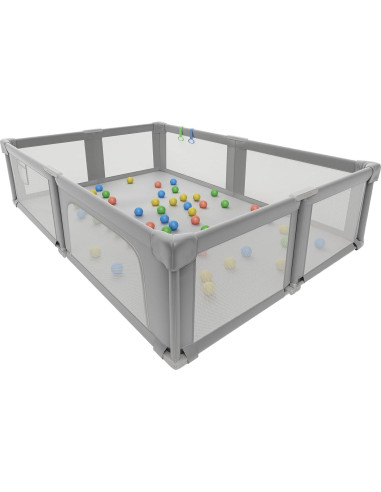 Parque Infantil Plegable Seeday 186 x 155 cm Gris con Alfombra