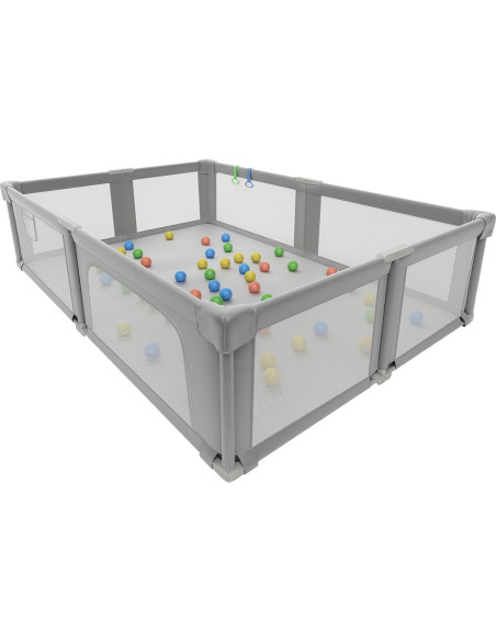 Parque Infantil Plegable Seeday 186 x 155 cm Gris con Alfombra Parque Infantil Plegable Seeday 186 x 155 cm Gris con Alfombra