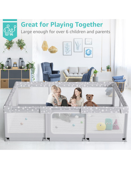 Corralito Gigante para Bebés 178x150cm Gris - Seguro y Espacioso