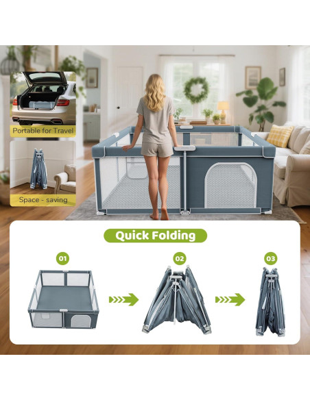 Parque Infantil Plegable OMZER 180x200 cm Resistente con Malla