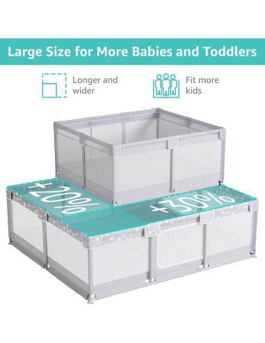 Corralito Gigante para Bebés 178x150cm Gris - Seguro y Espacioso