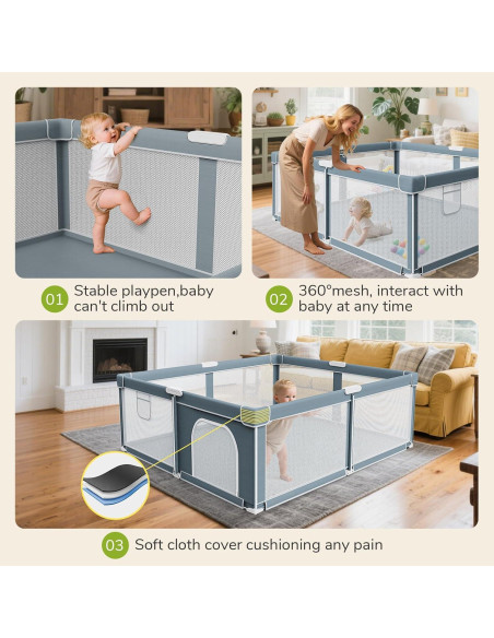 Parque Infantil Plegable OMZER 180x200 cm Resistente con Malla