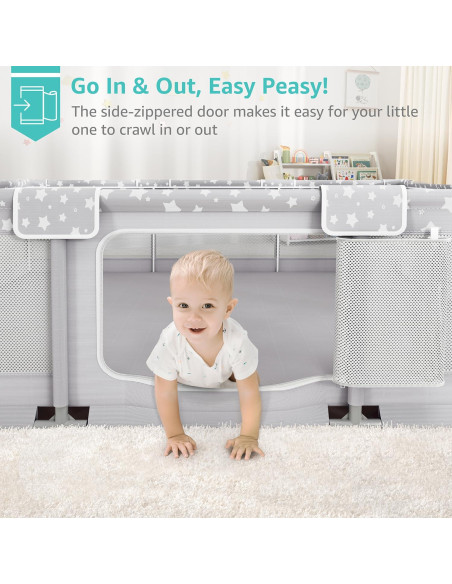 Corralito Gigante para Bebés 178x150cm Gris - Seguro y Espacioso